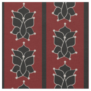 Tecido Black Batik Stripes Brick Red
