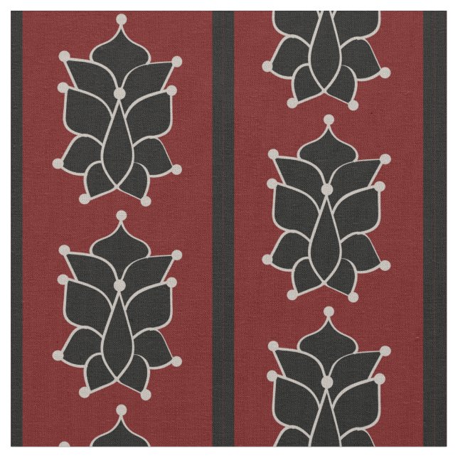 Tecido Black Batik Stripes Brick Red (Detalhe)