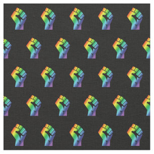 Tecido Black Livres Importa Rainbow Fist LGBTQ