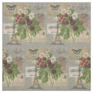 Tecido Blackberry Floral Garden Fllower Butfly Art