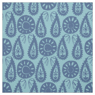 Tecido bloco paisley azul