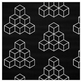 Tecido Blocos Geométricos - Branco em Preto