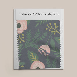 Tecido Blooms à meia-noite