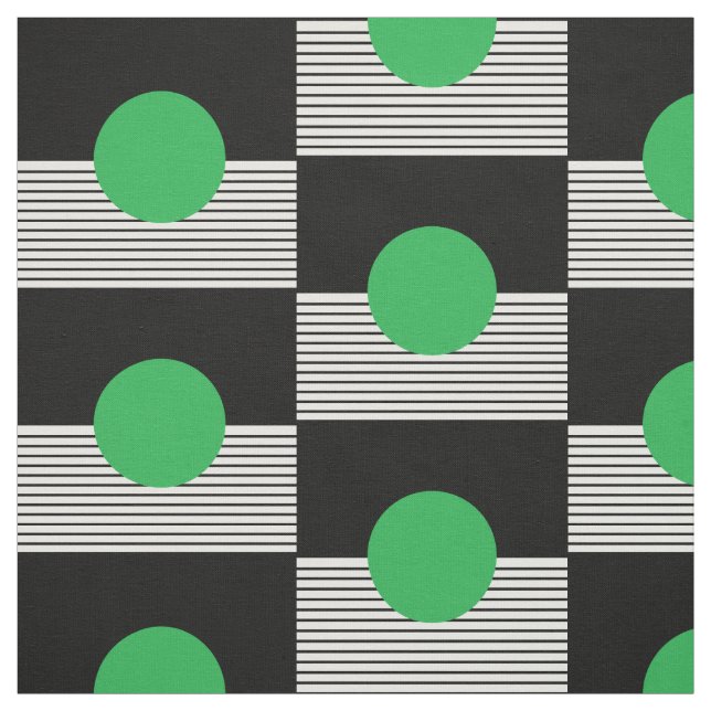 Tecido Bloqueio Branco Preto e Círculo Verde (Modelo)
