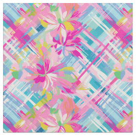 Tecido Blossomas de Xadrez de Pastel