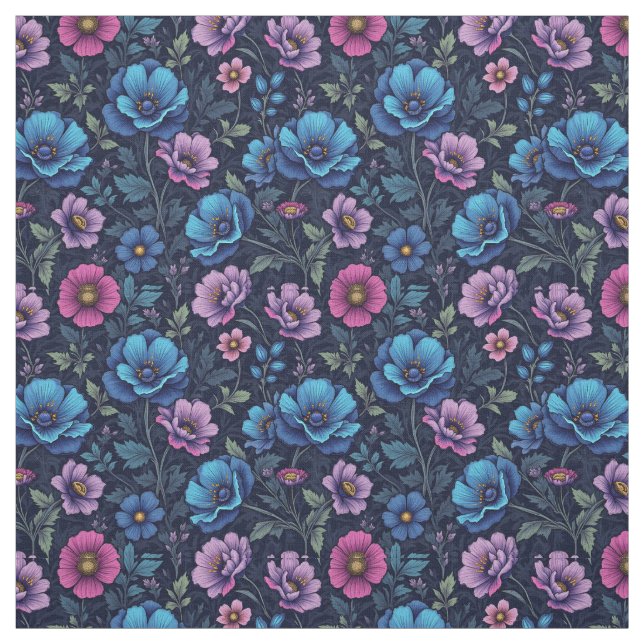 Tecido Blue and Mauve Flowers (Modelo)