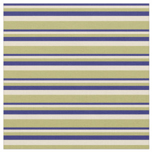 Tecido Blue, Beige e Stripes Khaki escuras