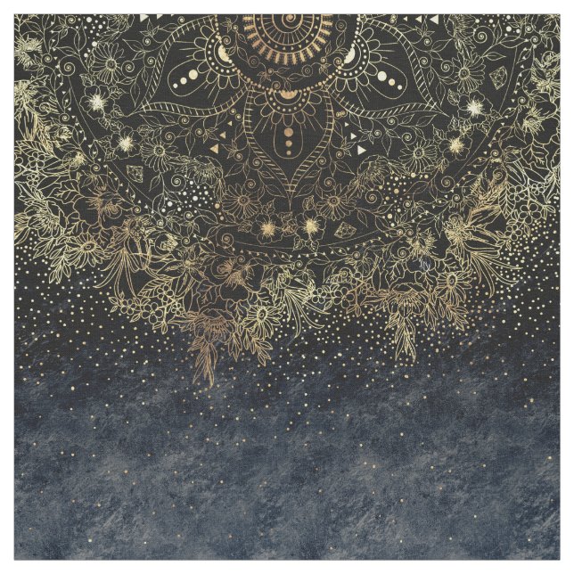 Tecido Blue Dourado Mandala Floral (Modelo)