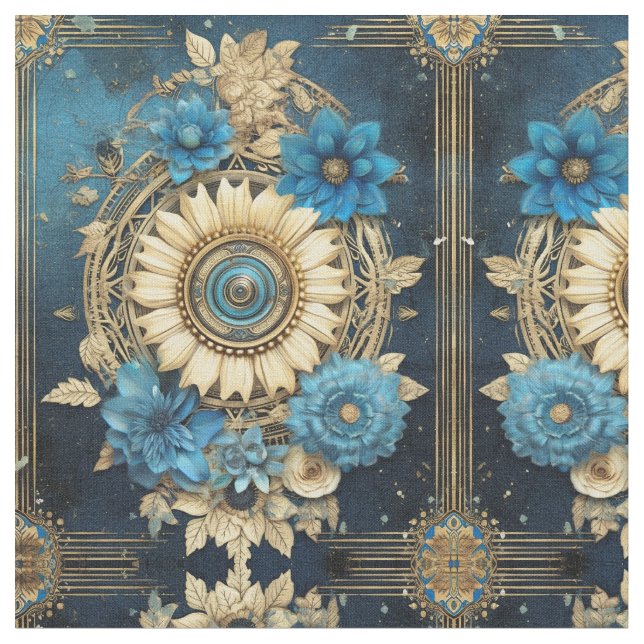 Tecido Blue Floral Fabric Seamless Pattern For Sewing (Detalhe)