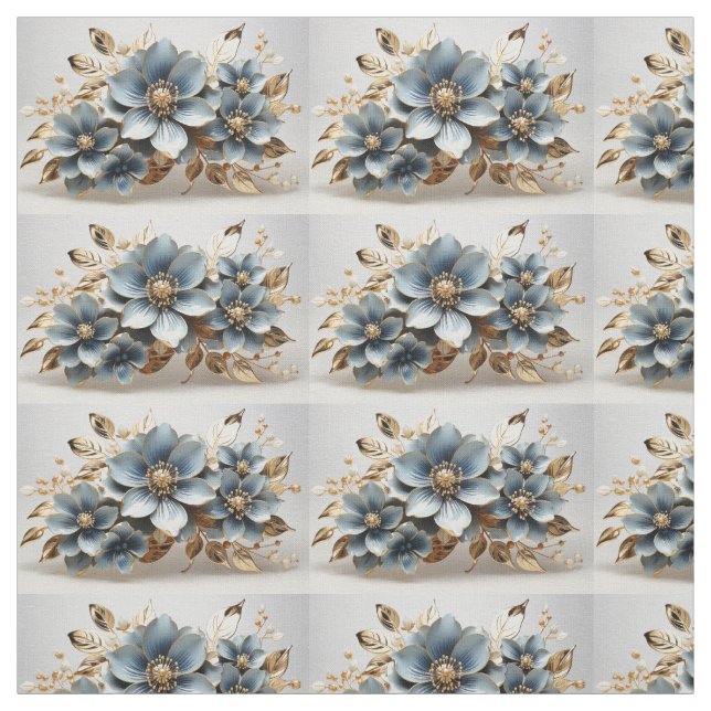 Tecido Blue Floral Fabric Seamless Pattern For Sewing (Modelo)