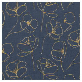 Tecido Blue Gold Elegant Fabric Crafting Pattern