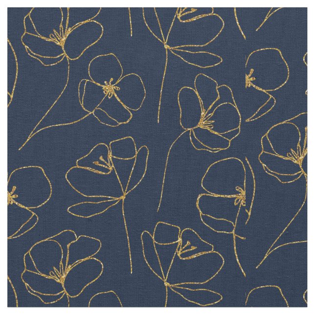 Tecido Blue Gold Elegant Fabric Crafting Pattern (Detalhe)