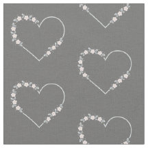 Blue & Pink Minimalist Floral Heart on Grey