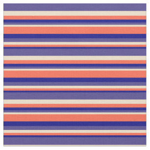 Tecido Blue, Red, Tan e Dark Slate Blue Stripes