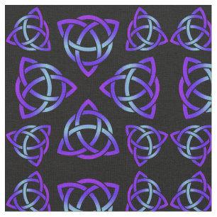 Tecido Blues de padrão Céltico Triquetra e Roxo em Pret
