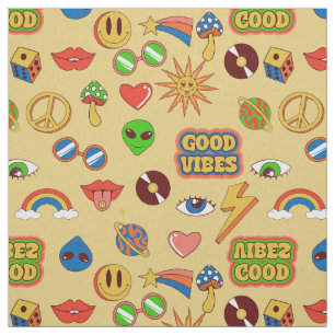 Tecido boas vibrações alienígena pop art groovy anos 1970