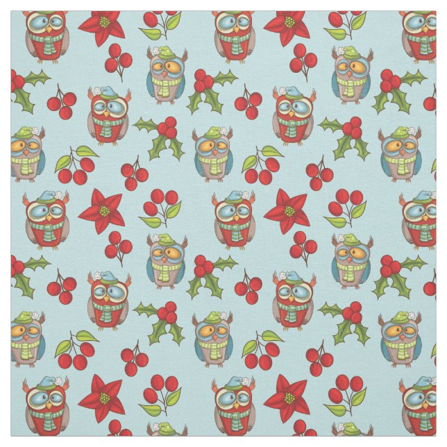 Tecido Bobo Coruja Natal Holly Berries Quiling Cotton (Modelo)