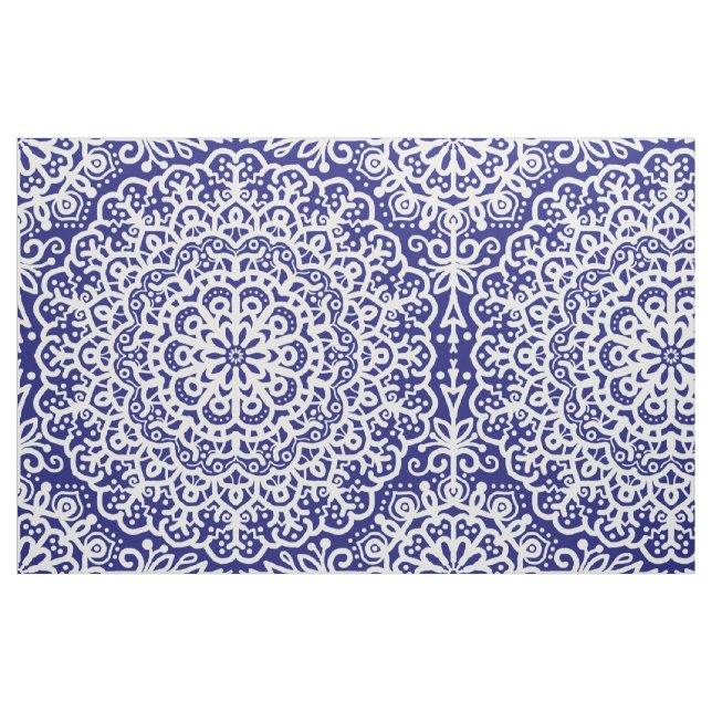 Tecido Bohemian Mandala White Lace em Blue Jewel Tone (Fat Quarter)