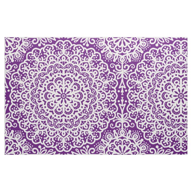 Tecido Bohemian Mandala White Lace em Tom de Joia Roxo (Fat Quarter)