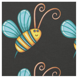 Tecido Boho bonito colorido retro Bumble a abelha