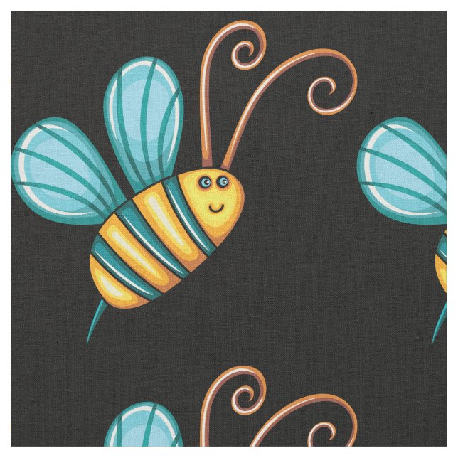 Tecido Boho bonito colorido retro Bumble a abelha (Detalhe)