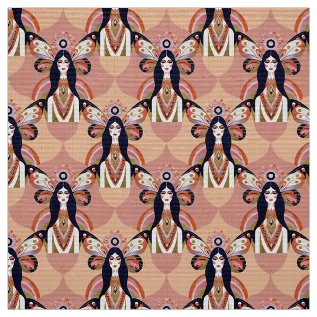 Tecido Boho Butterfly Deusa Retro Earth Tones (Modelo)