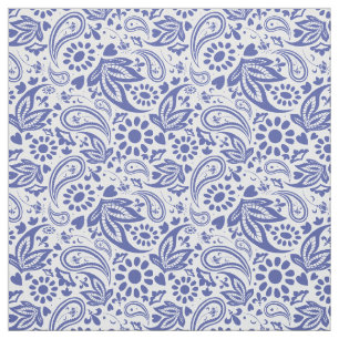 Tecido Boho Chic White Paisley e Flores Padrão