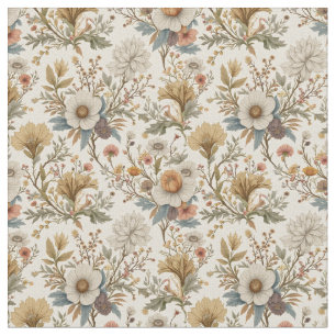 Tecido Boho Floral em Beige