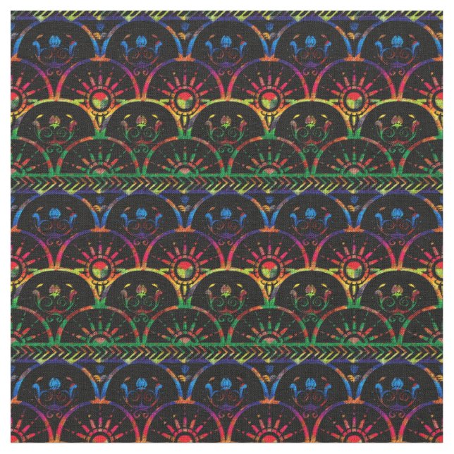 Tecido Boho Ombre Sunset | Arco-íris Escuro (Detalhe)