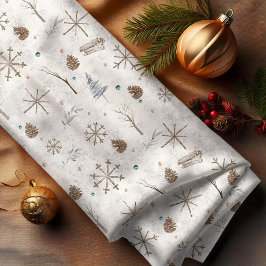 Tecido Boho Twigs & Pinecone, ID de Natal 986