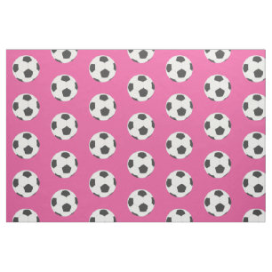Tecido Bolas de Futebol Preto e Branco a Rosa