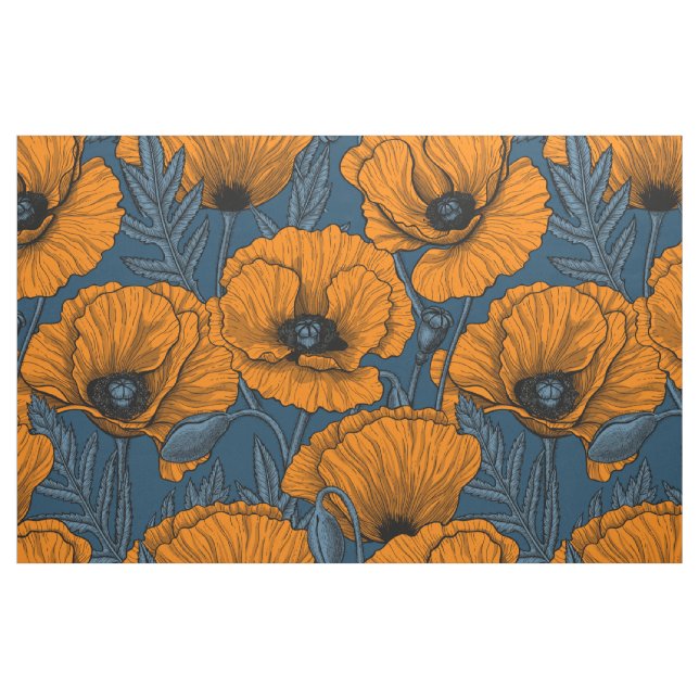 Tecido Bolhas de laranja em azul escuro (Fat Quarter)