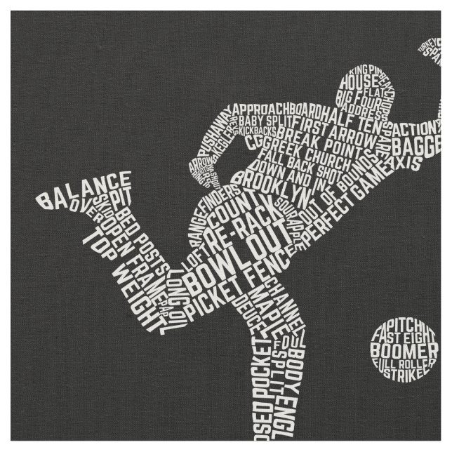Tecido Boliche Word Art, Bowler Wordle (Detalhe)