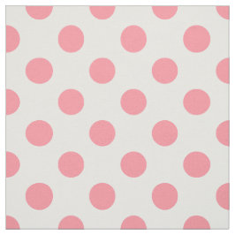 Tecido Bolinhas brancas e de coral