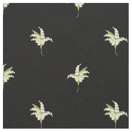 Tecido Bolinhas Florais Lily-of-the-Valley em Preto