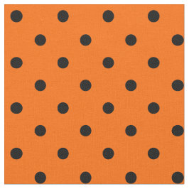Tecido Bolinhas Laranja/Preta