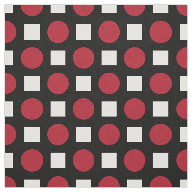 Tecido Bolinhas vermelhas e quadrados brancos (Modelo)