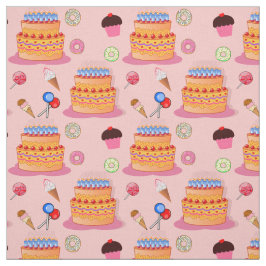 Tecido Bolo, Gelado, Lollipop, Cupcakes Padrão
