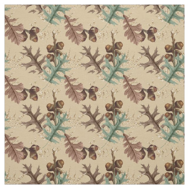 Tecido Bolotas e Folhas em Creme (Modelo)