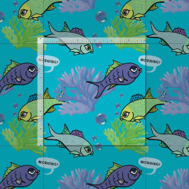 Tecido Bom Dia Peixe Natação Padrão de Recife de Coral