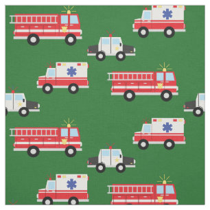 Tecido Bombeiros ambulantes ambulâncias policiais Cute E
