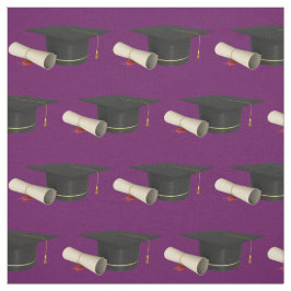 Tecido Boné de formatura e Diploma em Roxo