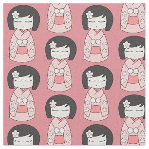Tecido Boneca cor-de-rosa de Kokeshi