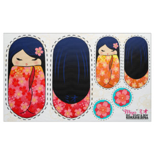 Tecido Boneca de pelúcia de DY Kokeshi - corta e costela