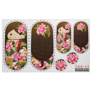 Tecido Boneca de pelúcia de DY Kokeshi - corta e costela
