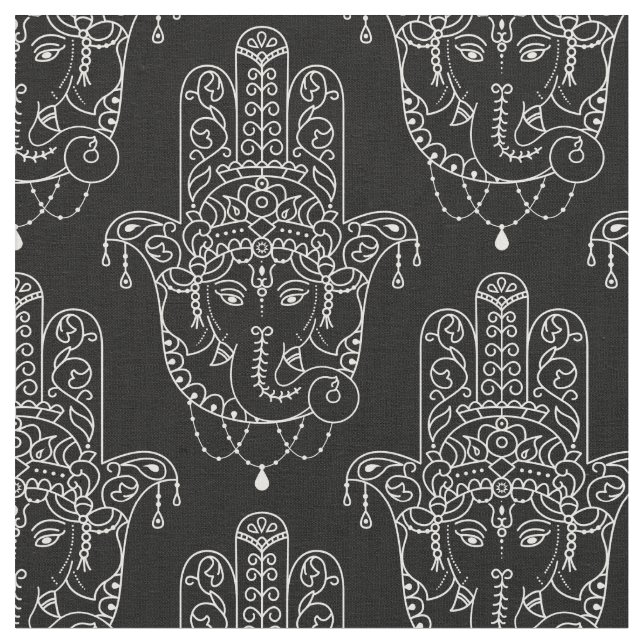 Tecido Bonita Mão Hamsa a preto (Detalhe)