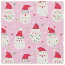 Tecido Bonita Santas com barbas festivas cor-de-rosa