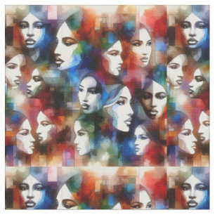 Tecido Bonitas Abstrato mulheres encaram arte