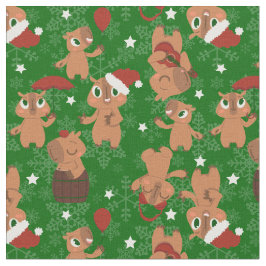 Tecido bonitinho de natal capybara papai noel flocos de n