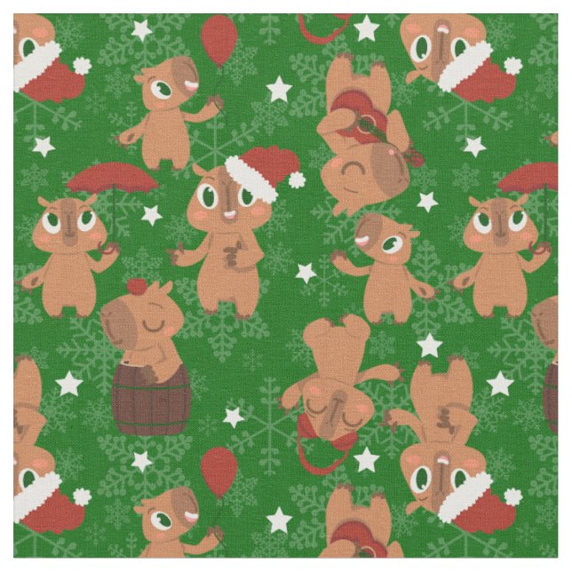 Tecido bonitinho de natal capybara papai noel flocos de n (Detalhe)